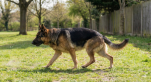 German Shepherd hip dysplasia walking posture