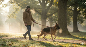 German Shepherd morning walk routine