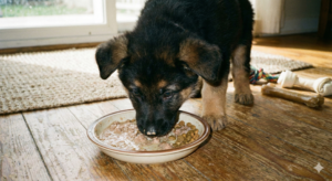 8 week old German Shepherd puppy eating