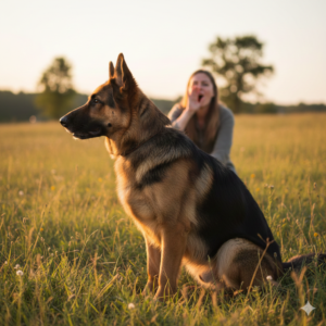 German Shepherd ignoring owner
