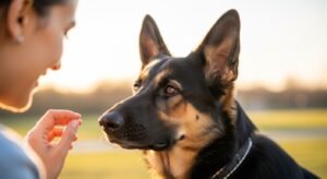 German Shepherd eye contact communication