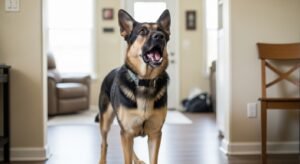 German Shepherd barking at nothing
