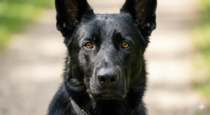Black German Shepherd face close up