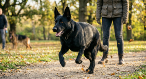 Black German Shepherd exercise